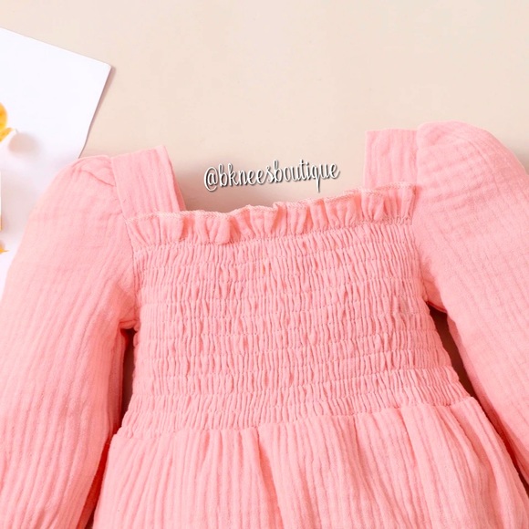 Baby Girl Boutique Peach Smocked Summer Linen Romper - Picture 3 of 5